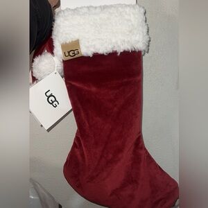 UGG Red and White Plush Stocking